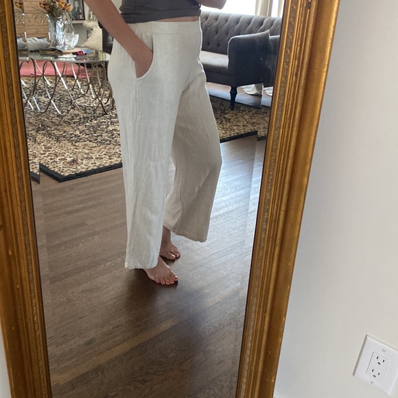 I Say Linen Cream Wide Leg Pants S - Picture 7 of 7